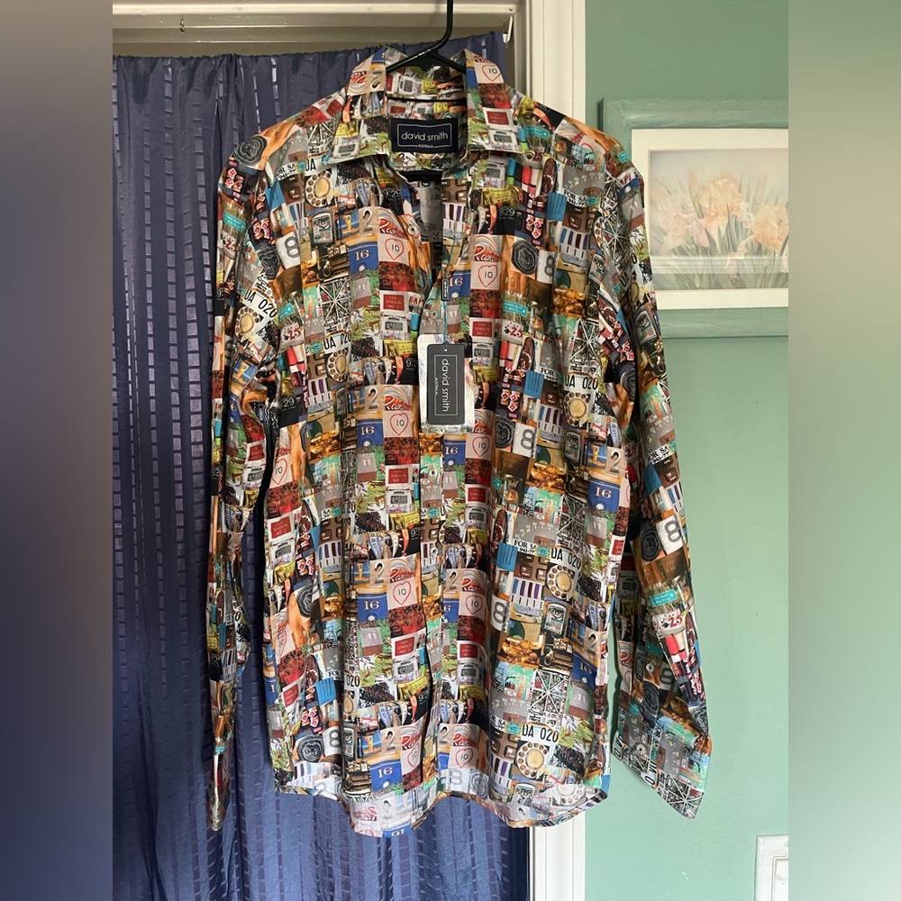 New David Smith Australia Cotton Shirt Mens M 8 Places Design Unique